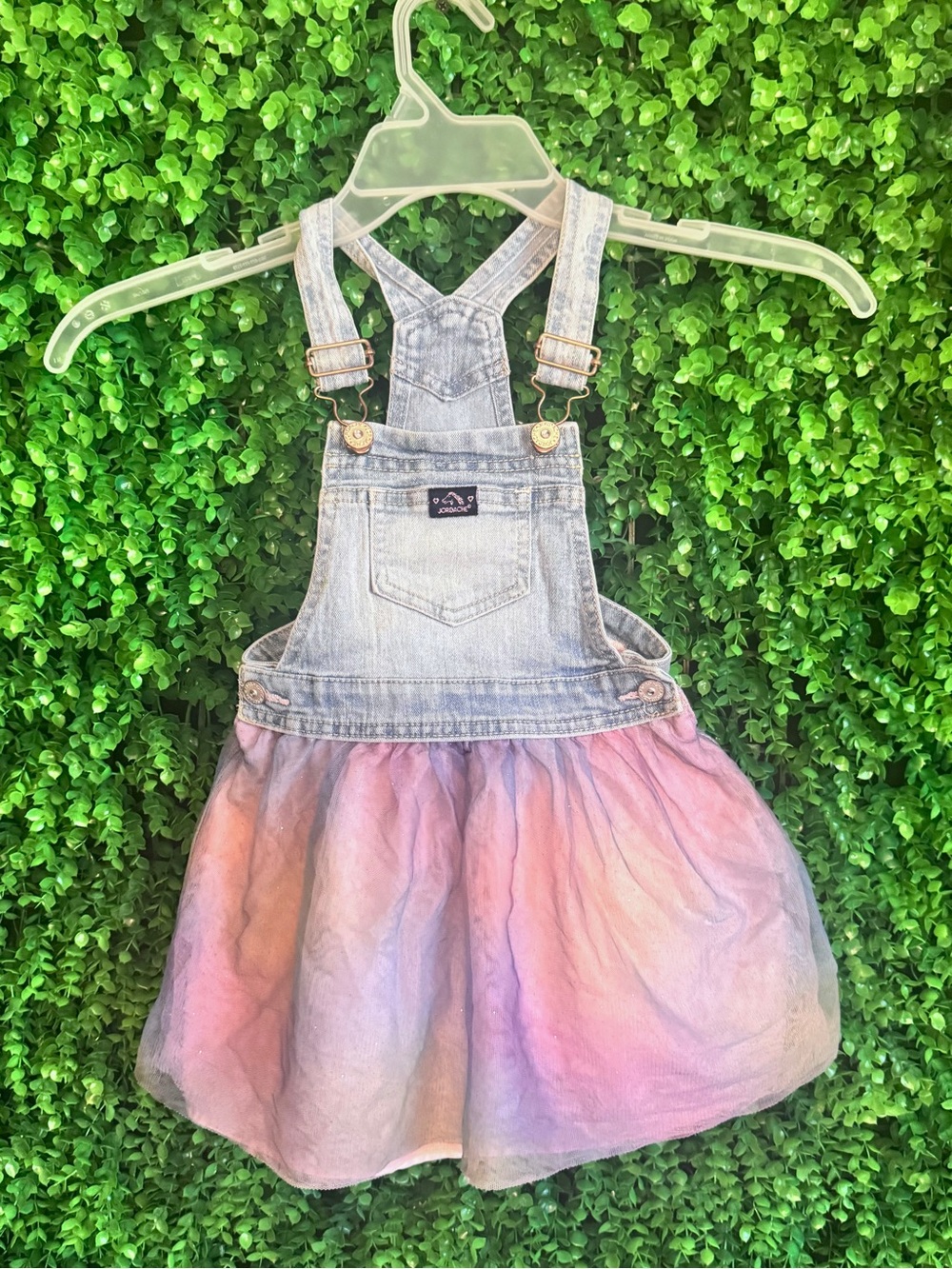 Jordache Kids Denim Overalls Rainbow Tulle Skirt Dress